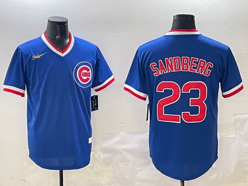 Men Chicago Cubs #23 Sandberg Blue Throwback Game 2025 Nike MLB Jersey style 316->detroit tigers->MLB Jersey